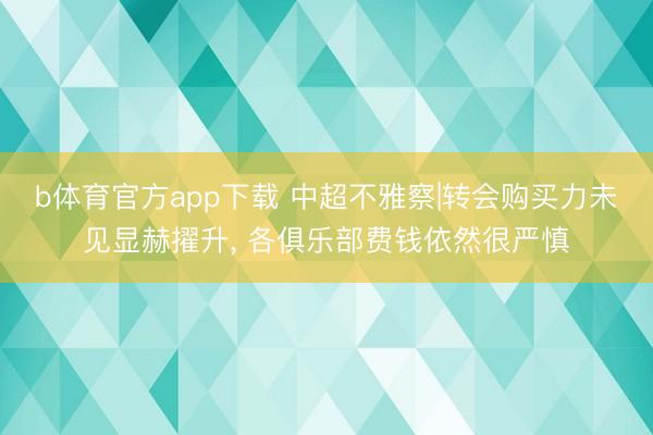 b体育官方app下载 中超不雅察|转会购买力未见显赫擢升, 各俱乐部费钱依然很严慎